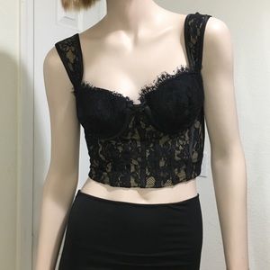 Tadashi black lace corset bustier crop top